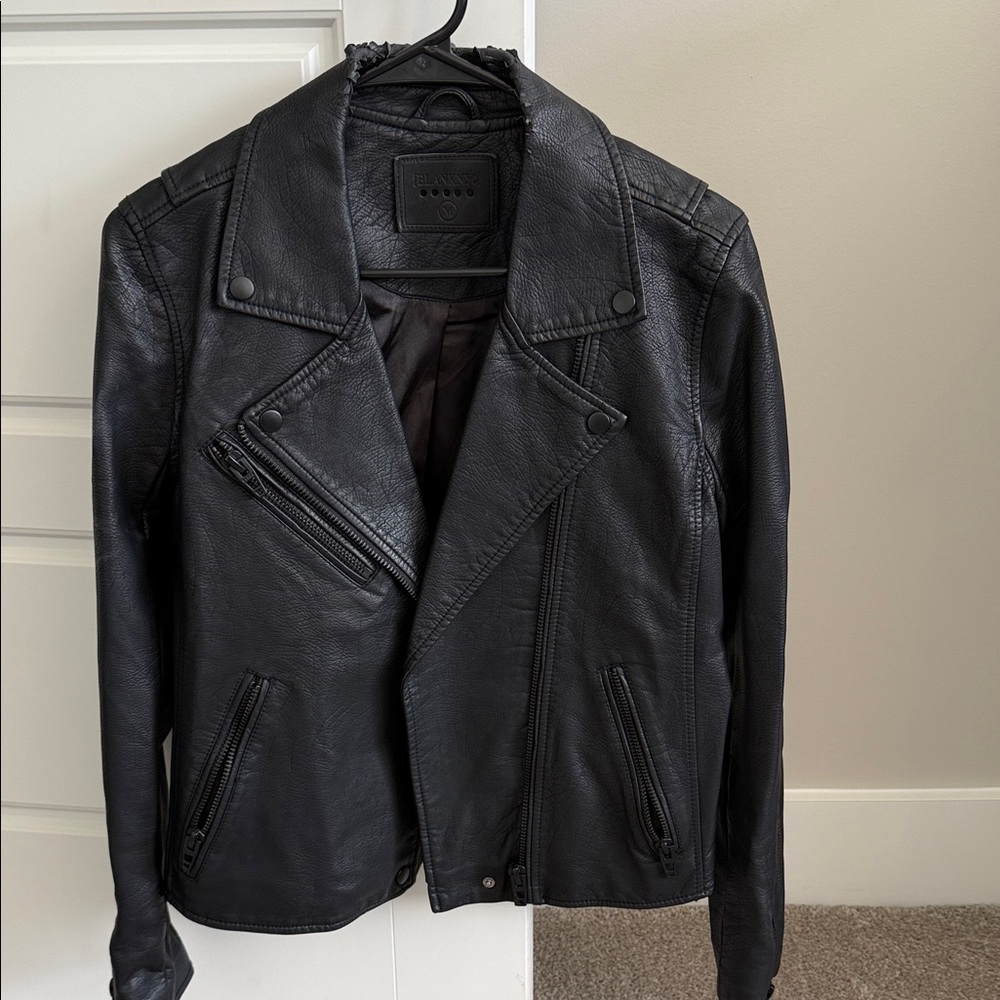 Blank NYC Charcoal Leather Biker Jacket